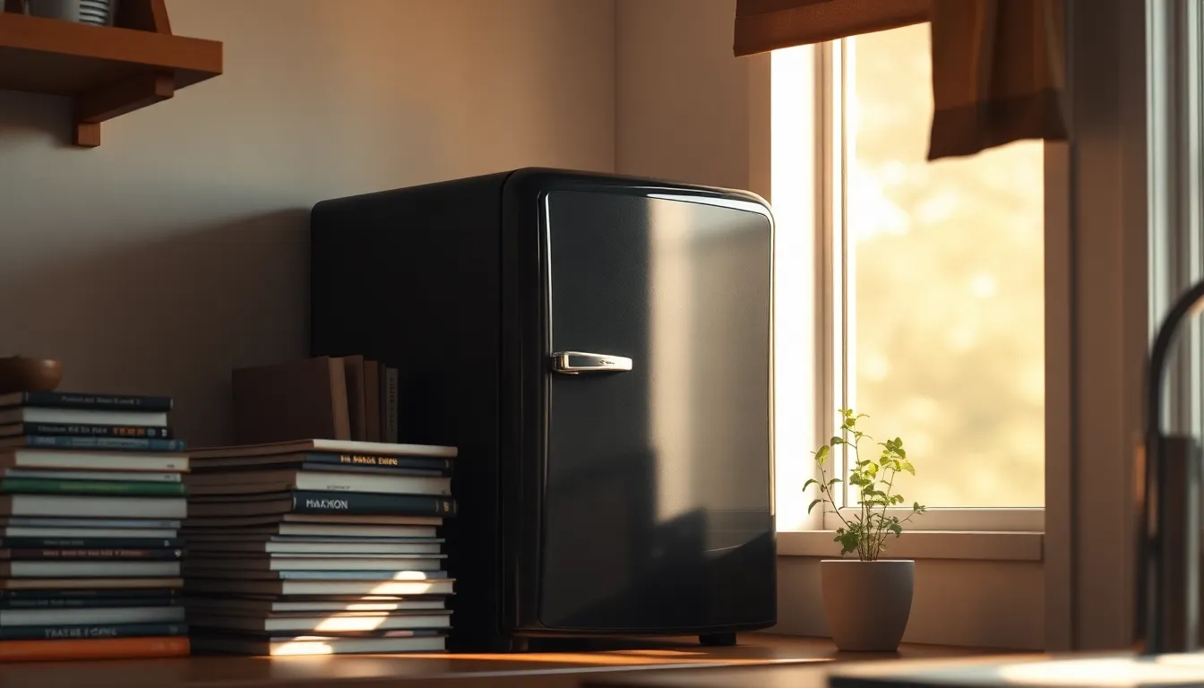 깔끔하게 정리된 소형 냉장고 내부